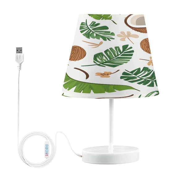 Ryvnso LED Bedside Table Lamp Coconut Tropical Leaves Bedroom Desk Lamps Nightstand Lampshade M