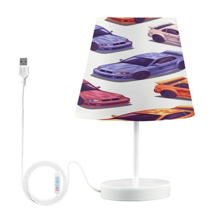 Ryvnso LED Bedside Table Lamp Cool Cars Bedroom Desk Lamps Nightstand Lampshade M