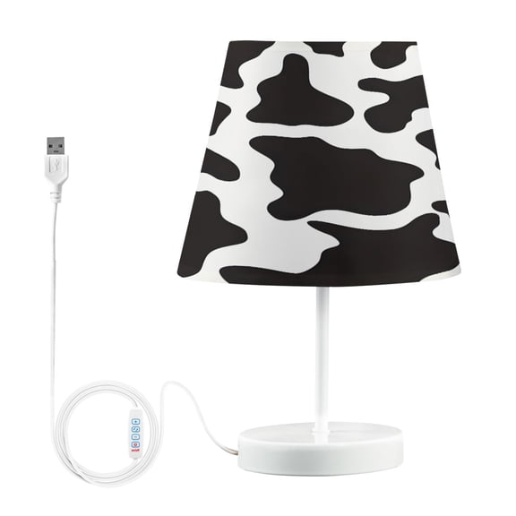 Ryvnso LED Bedside Table Lamp Cow Print Bedroom Desk Lamps Nightstand Lampshade M