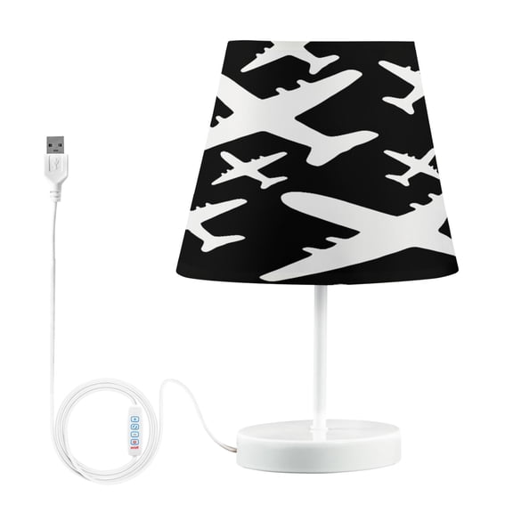 Ryvnso LED Bedside Table Lamp Cute Airplane Pattern Bedroom Desk Lamps Nightstand Lampshade M