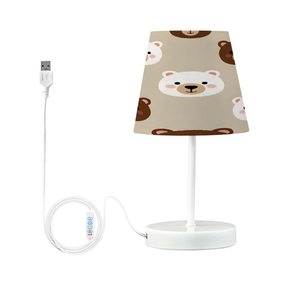 Ryvnso LED Bedside Table Lamp Cute Bears Bedroom Desk Lamps Nightstand Lampshade S