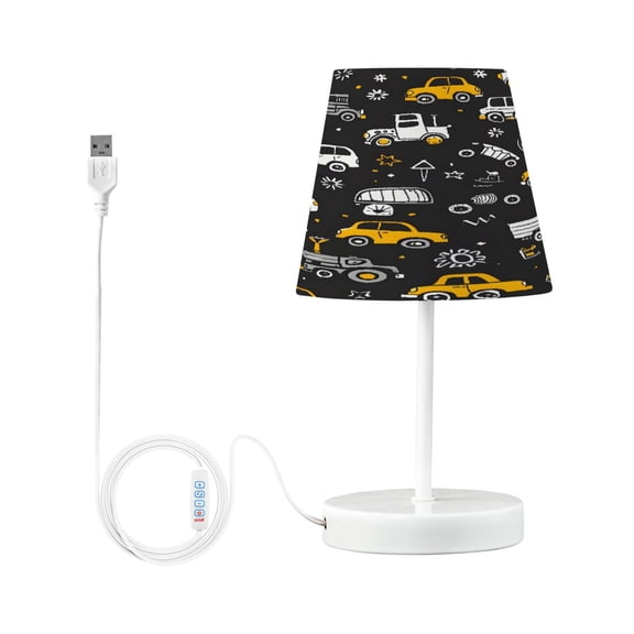 Ryvnso LED Bedside Table Lamp Cute Cars Trucks Bedroom Desk Lamps Nightstand Lampshade S