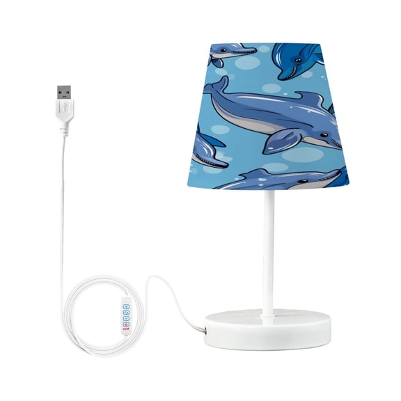 Ryvnso LED Bedside Table Lamp Cute Cartoon Dolphin Bedroom Desk Lamps Nightstand Lampshade S
