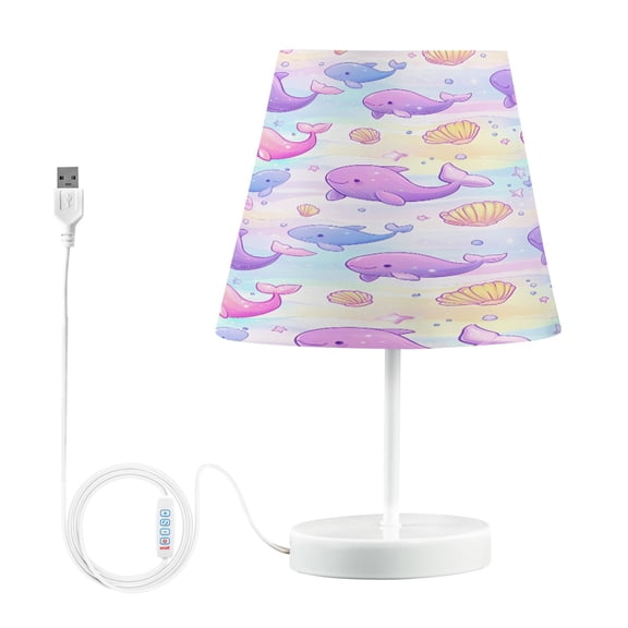 Ryvnso LED Bedside Table Lamp Cute Dolphins Cartoon Bedroom Desk Lamps Nightstand Lampshade M