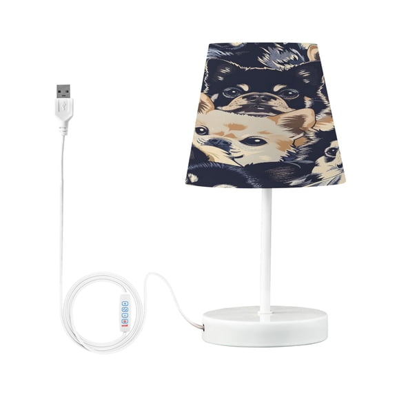 Ryvnso LED Bedside Table Lamp Cute Doodle Dog Bedroom Desk Lamps Nightstand Lampshade S