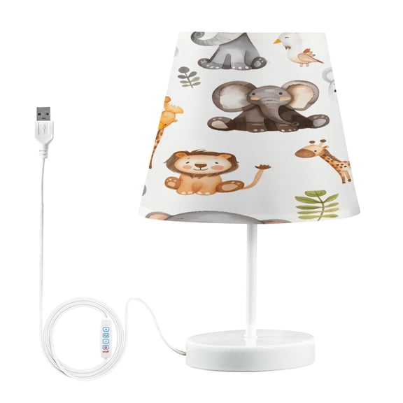 Ryvnso LED Bedside Table Lamp Cute Elephant Zoo Bedroom Desk Lamps Nightstand Lampshade M