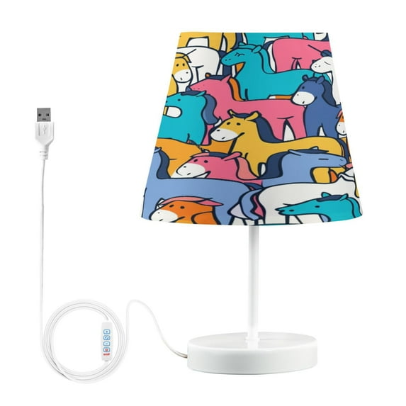 Ryvnso LED Bedside Table Lamp Cute Horse Bedroom Desk Lamps Nightstand Lampshade M