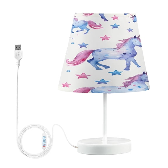 Ryvnso LED Bedside Table Lamp Cute Unicorn and Stars Bedroom Desk Lamps Nightstand Lampshade M