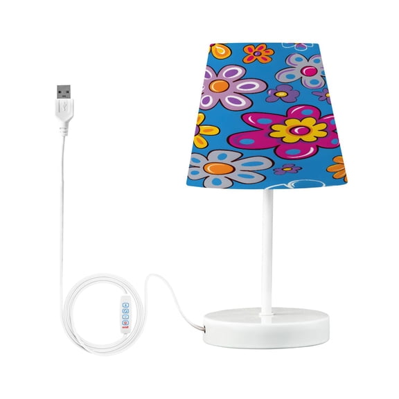 Ryvnso LED Bedside Table Lamp Daisy Floral Bedroom Desk Lamps Nightstand Lampshade S