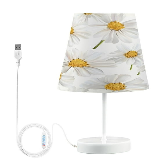 Ryvnso LED Bedside Table Lamp Daisy Flower Bedroom Desk Lamps Nightstand Lampshade M