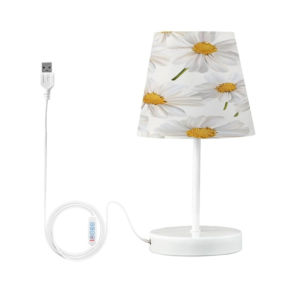 Ryvnso LED Bedside Table Lamp Daisy Flower Bedroom Desk Lamps Nightstand Lampshade S