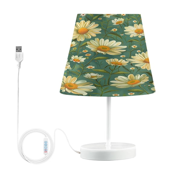 Ryvnso LED Bedside Table Lamp Daisy Flowers Bedroom Desk Lamps Nightstand Lampshade M
