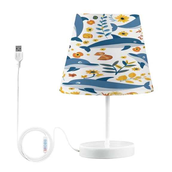 Ryvnso LED Bedside Table Lamp Dolphins Sunflowers Bedroom Desk Lamps Nightstand Lampshade M