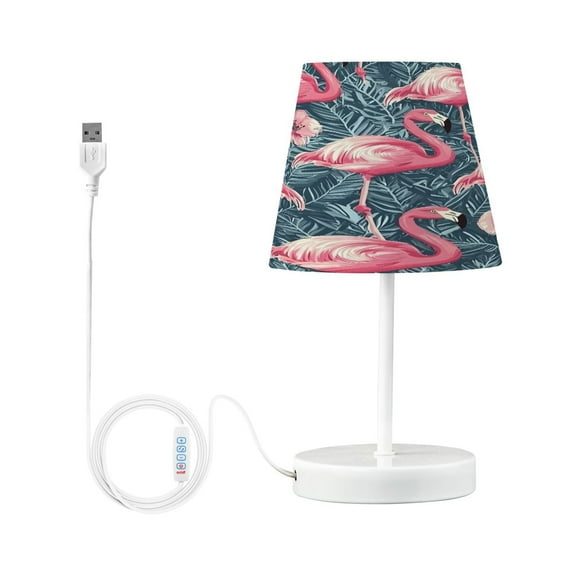 Ryvnso LED Bedside Table Lamp Flamingo Tropical Flower Bedroom Desk Lamps Nightstand Lampshade S