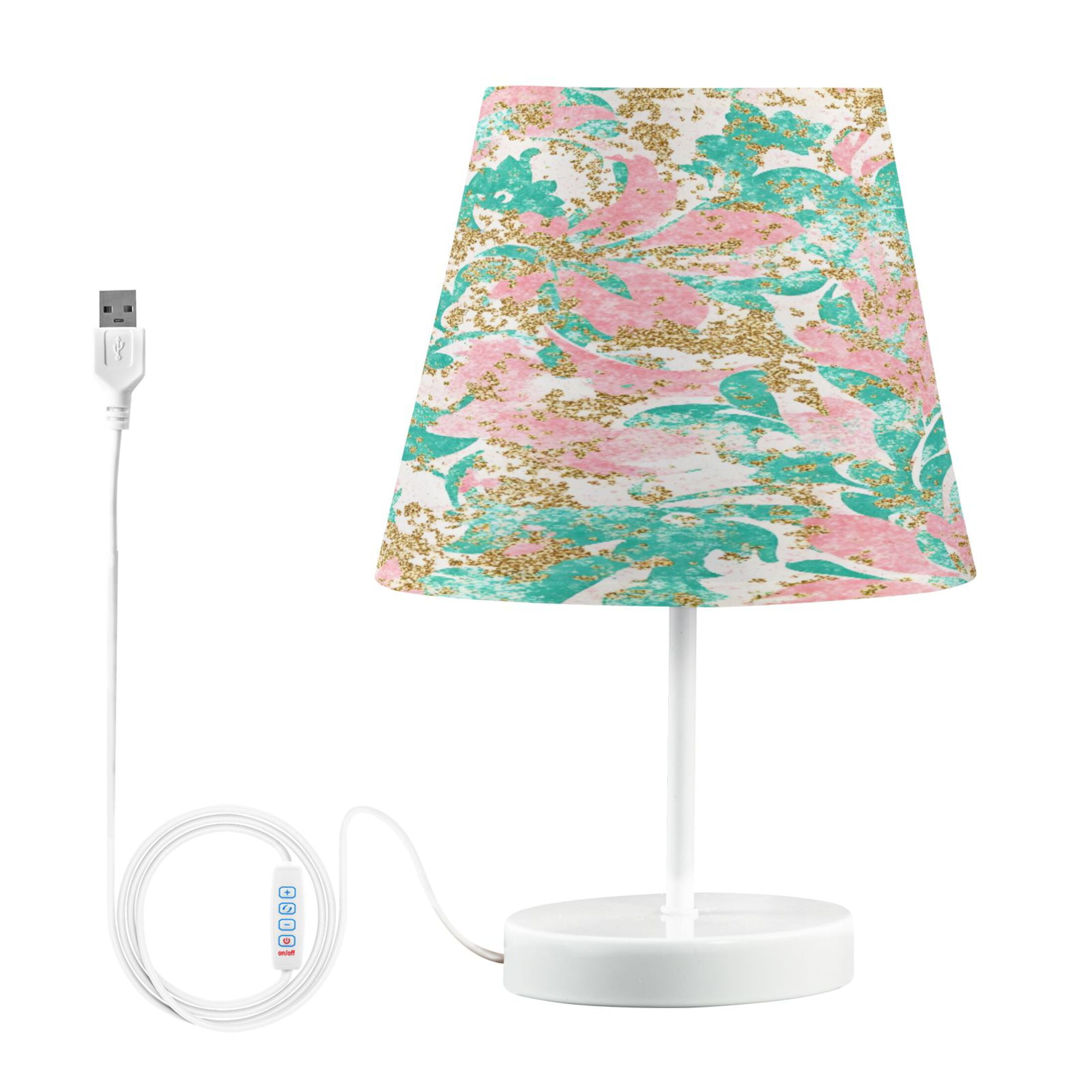 Ryvnso LED Bedside Table Lamp Flower Oil Paint Bedroom Desk Lamps Nightstand Lampshade M
