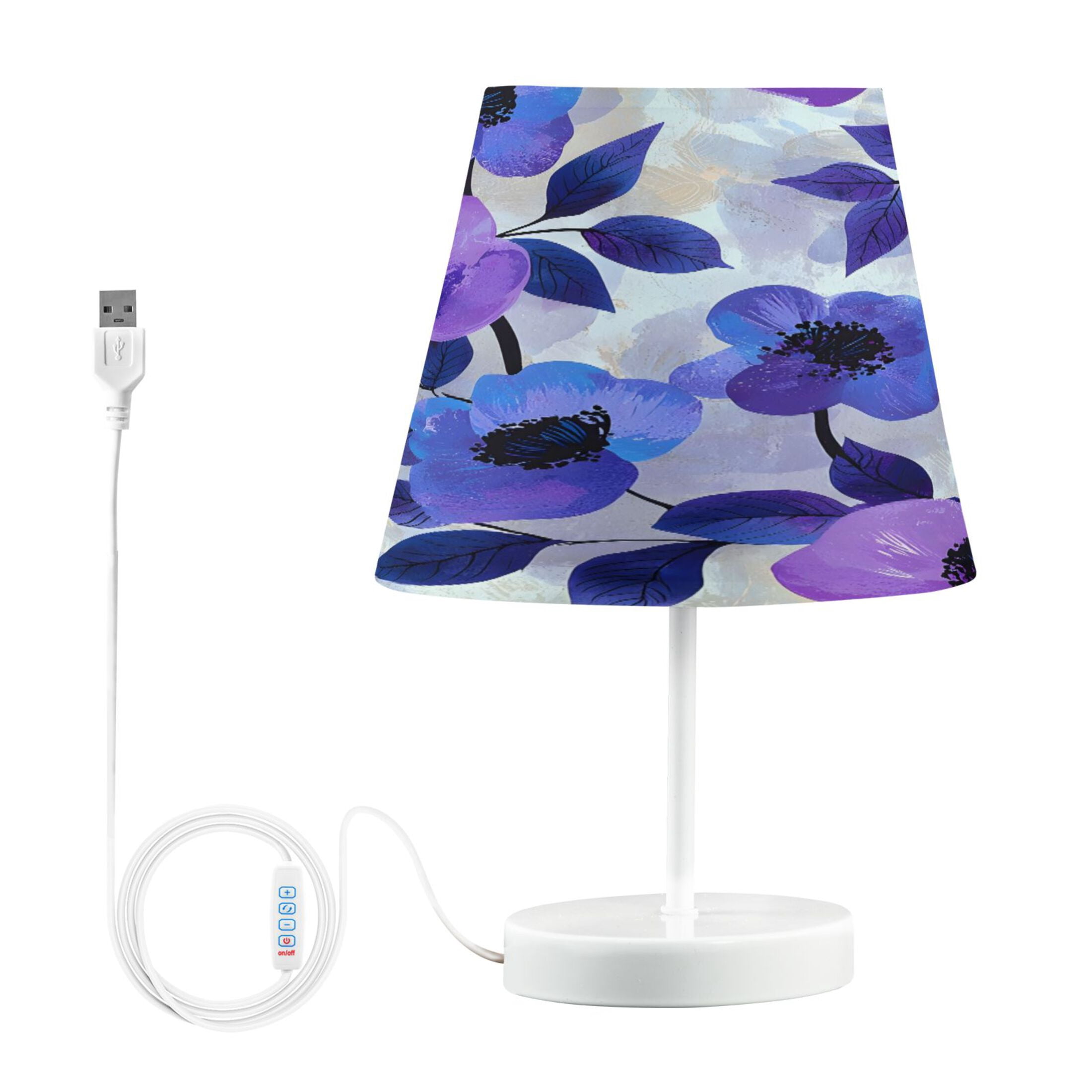 Ryvnso LED Bedside Table Lamp Flower Oil Paint Bedroom Desk Lamps Nightstand Lampshade M