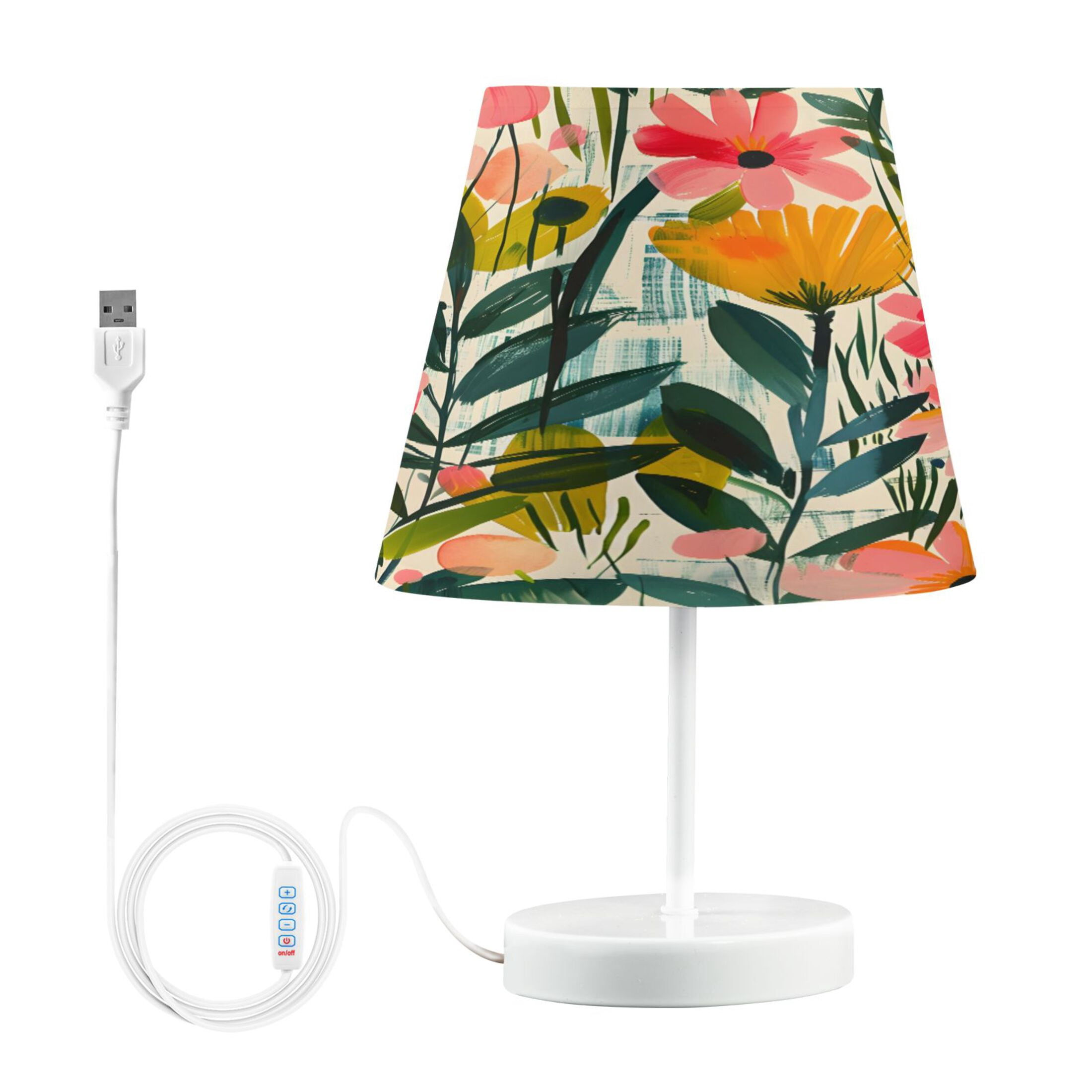 Ryvnso LED Bedside Table Lamp Flower Oil Painting Bedroom Desk Lamps Nightstand Lampshade M
