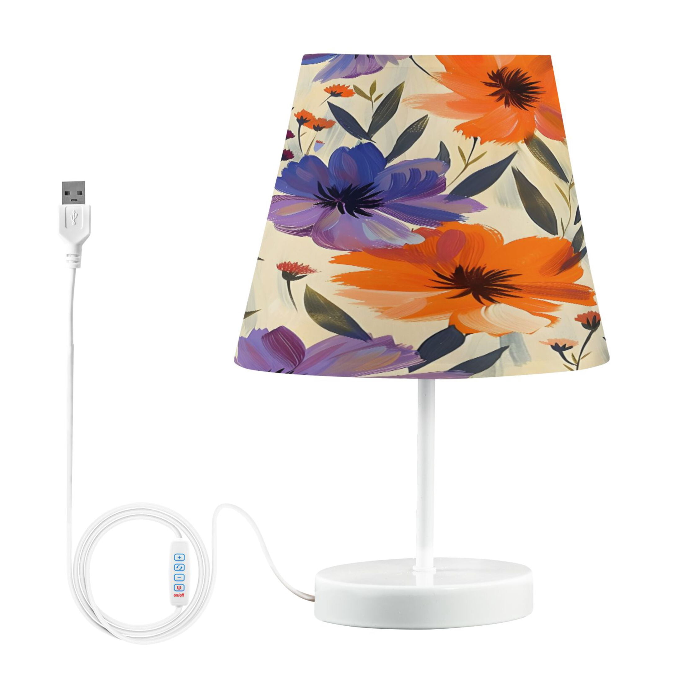 Ryvnso LED Bedside Table Lamp Flowers Oil Painting Bedroom Desk Lamps Nightstand Lampshade M