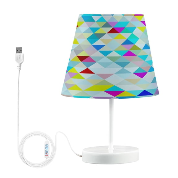 Ryvnso LED Bedside Table Lamp Geomeric Abstract Triangle Bedroom Desk Lamps Nightstand Lampshade M