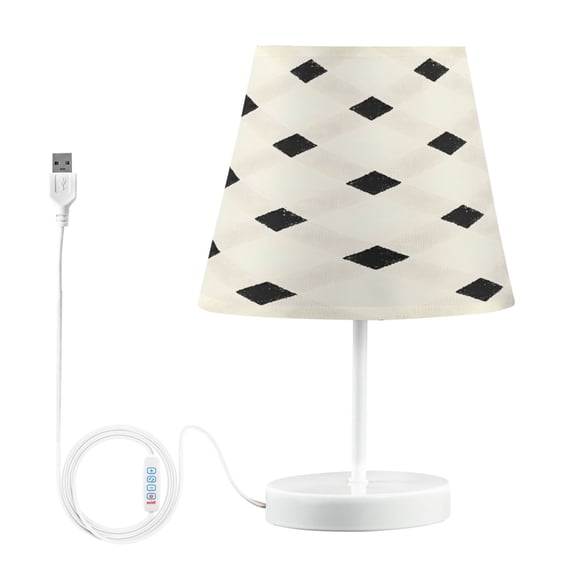 Ryvnso LED Bedside Table Lamp Geometric Checkered Bedroom Desk Lamps Nightstand Lampshade M