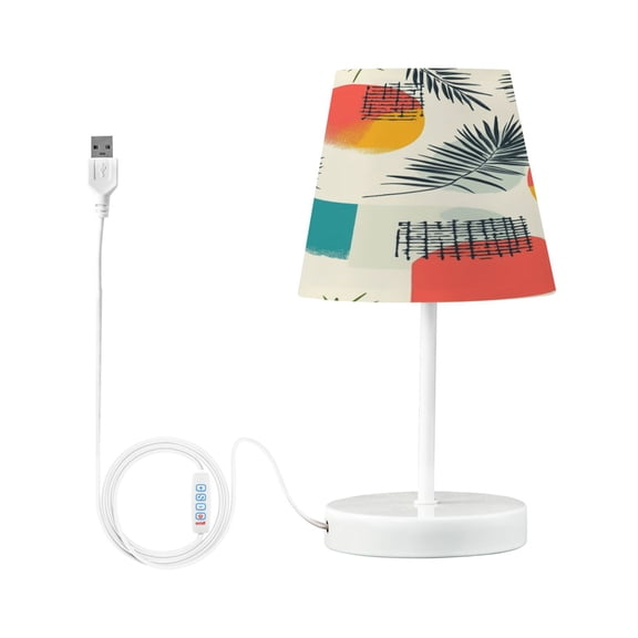 Ryvnso LED Bedside Table Lamp Geometry Coconut Tree Bedroom Desk Lamps Nightstand Lampshade S