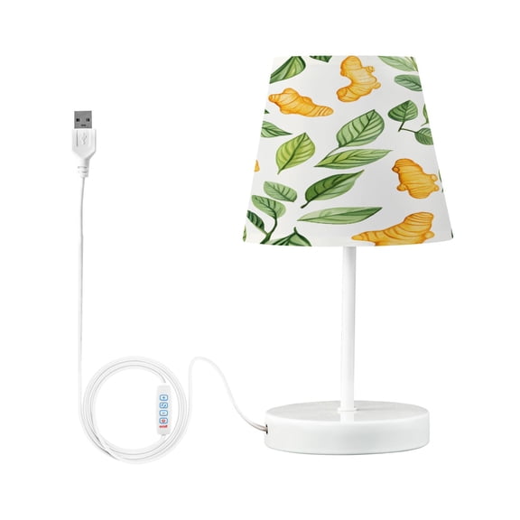 Ryvnso LED Bedside Table Lamp Ginger Leaves Bedroom Desk Lamps Nightstand Lampshade S