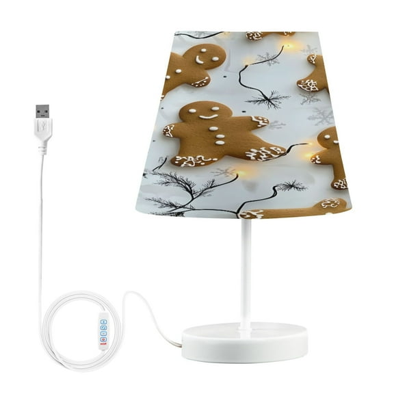 Ryvnso LED Bedside Table Lamp Gingerbread Christmas Bedroom Desk Lamps Nightstand Lampshade M