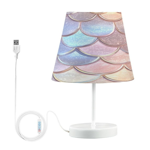 Ryvnso LED Bedside Table Lamp Glittering Scales Bedroom Desk Lamps Nightstand Lampshade M