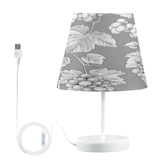 Ryvnso LED Bedside Table Lamp Grape Pattern on Gray Bedroom Desk Lamps Nightstand Lampshade M