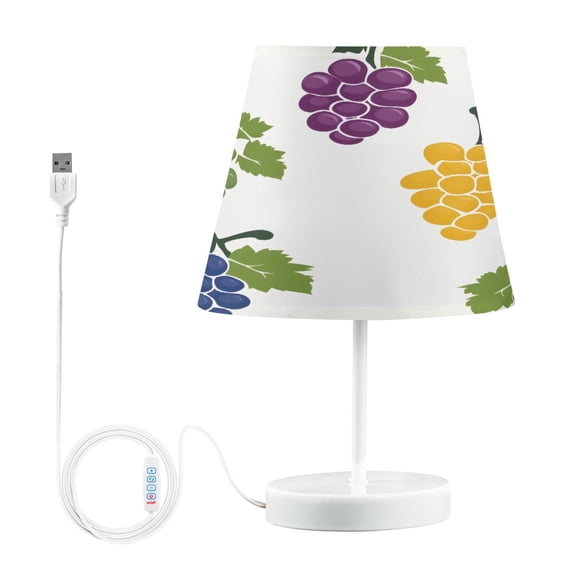 Ryvnso LED Bedside Table Lamp Grapes Pattern Bedroom Desk Lamps Nightstand Lampshade M