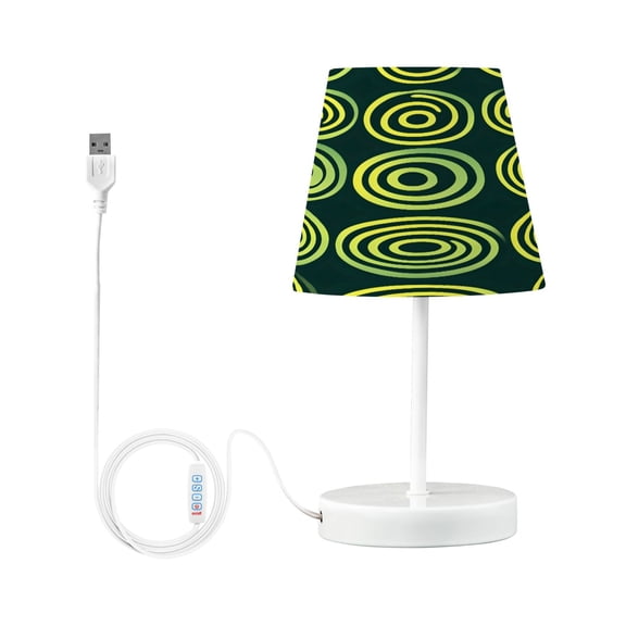 Ryvnso LED Bedside Table Lamp Green Circle Pattern Bedroom Desk Lamps Nightstand Lampshade S