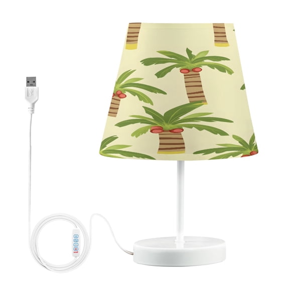 Ryvnso LED Bedside Table Lamp Green Coconut Tree Bedroom Desk Lamps Nightstand Lampshade M