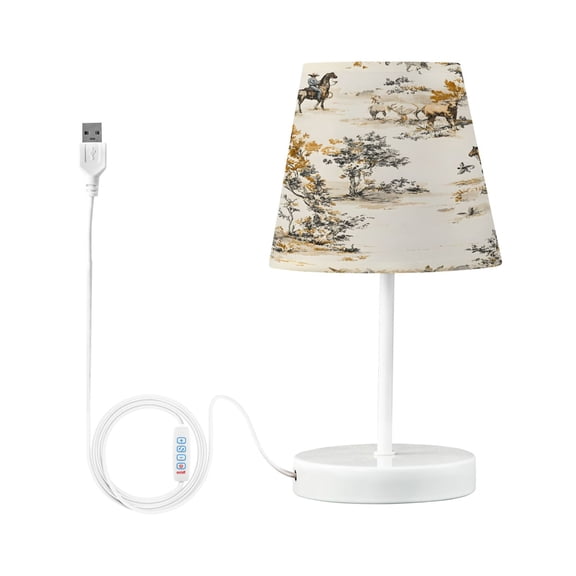 Ryvnso LED Bedside Table Lamp Horses Pattern Bedroom Desk Lamps Nightstand Lampshade S