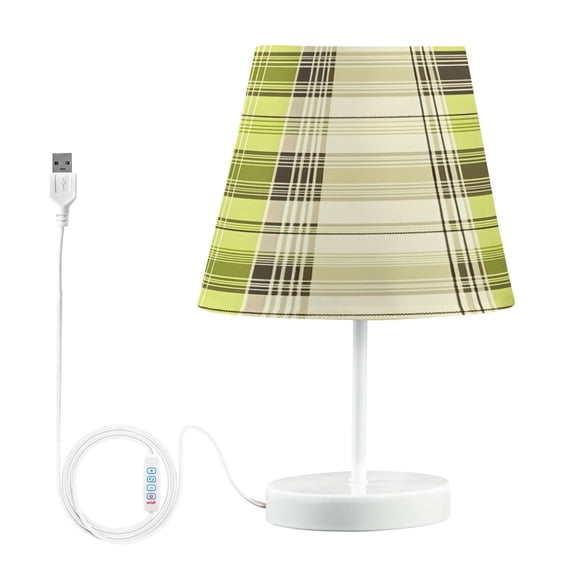 Ryvnso LED Bedside Table Lamp Light Checkered Plaid Bedroom Desk Lamps Nightstand Lampshade M