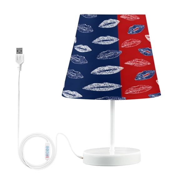 Ryvnso LED Bedside Table Lamp Lips Mouth Print Bedroom Desk Lamps Nightstand Lampshade M