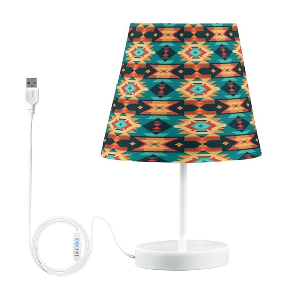 Ryvnso LED Bedside Table Lamp Mandala Blue Print Bedroom Desk Lamps Nightstand Lampshade M