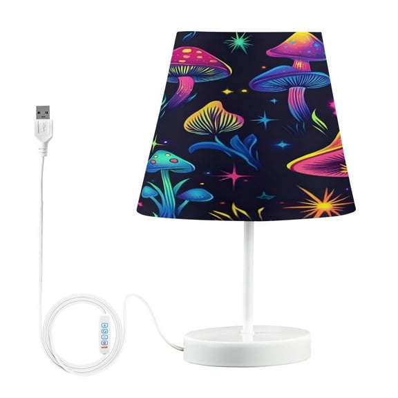 Ryvnso LED Bedside Table Lamp Neon Mushrooms Bedroom Desk Lamps Nightstand Lampshade M