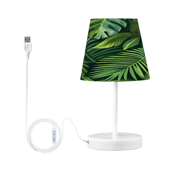 Ryvnso LED Bedside Table Lamp Palm Leaf Plant Bedroom Desk Lamps Nightstand Lampshade S