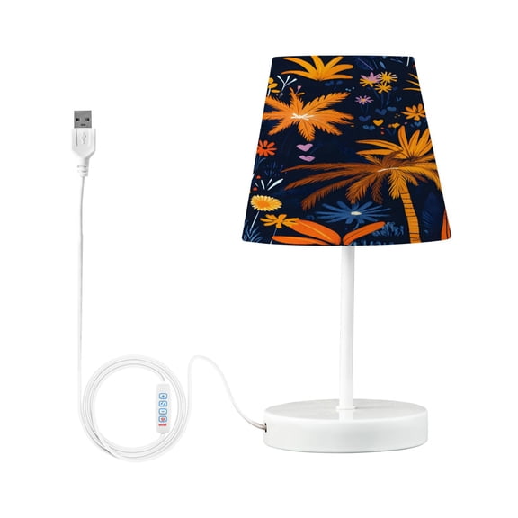Ryvnso LED Bedside Table Lamp Palm Tree Floral Bedroom Desk Lamps Nightstand Lampshade S