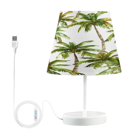Ryvnso LED Bedside Table Lamp Palm Trees Summer Bedroom Desk Lamps Nightstand Lampshade M