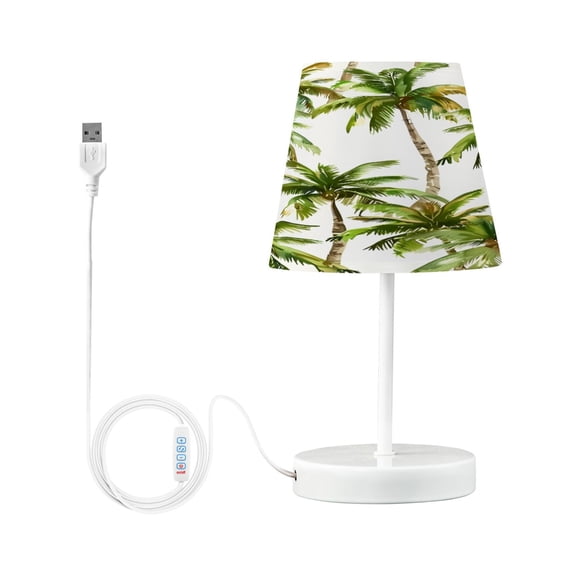 Ryvnso LED Bedside Table Lamp Palm Trees Summer Bedroom Desk Lamps Nightstand Lampshade S