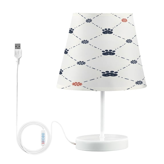 Ryvnso LED Bedside Table Lamp Paw Flower Checkered Bedroom Desk Lamps Nightstand Lampshade M