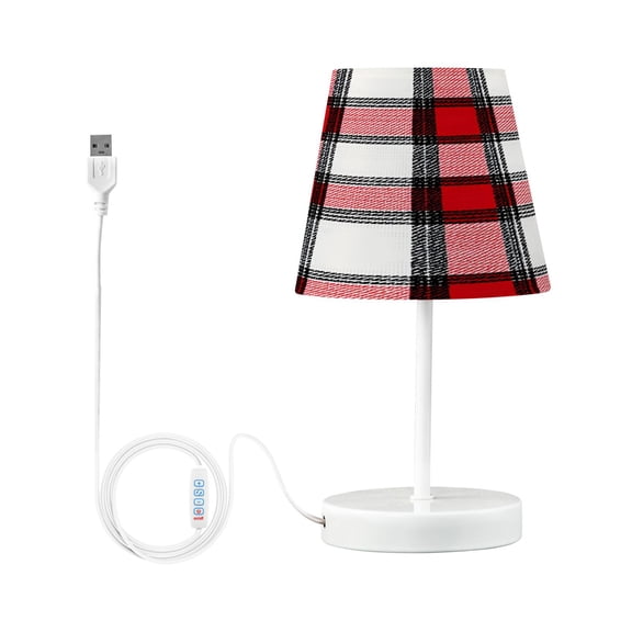 Ryvnso LED Bedside Table Lamp Plaid Red Checkered Bedroom Desk Lamps Nightstand Lampshade S