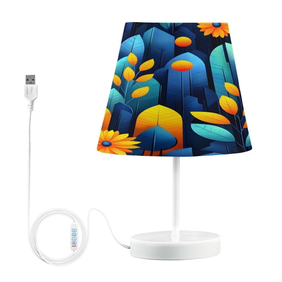 Ryvnso LED Bedside Table Lamp Plant Leaves Bedroom Desk Lamps Nightstand Lampshade M