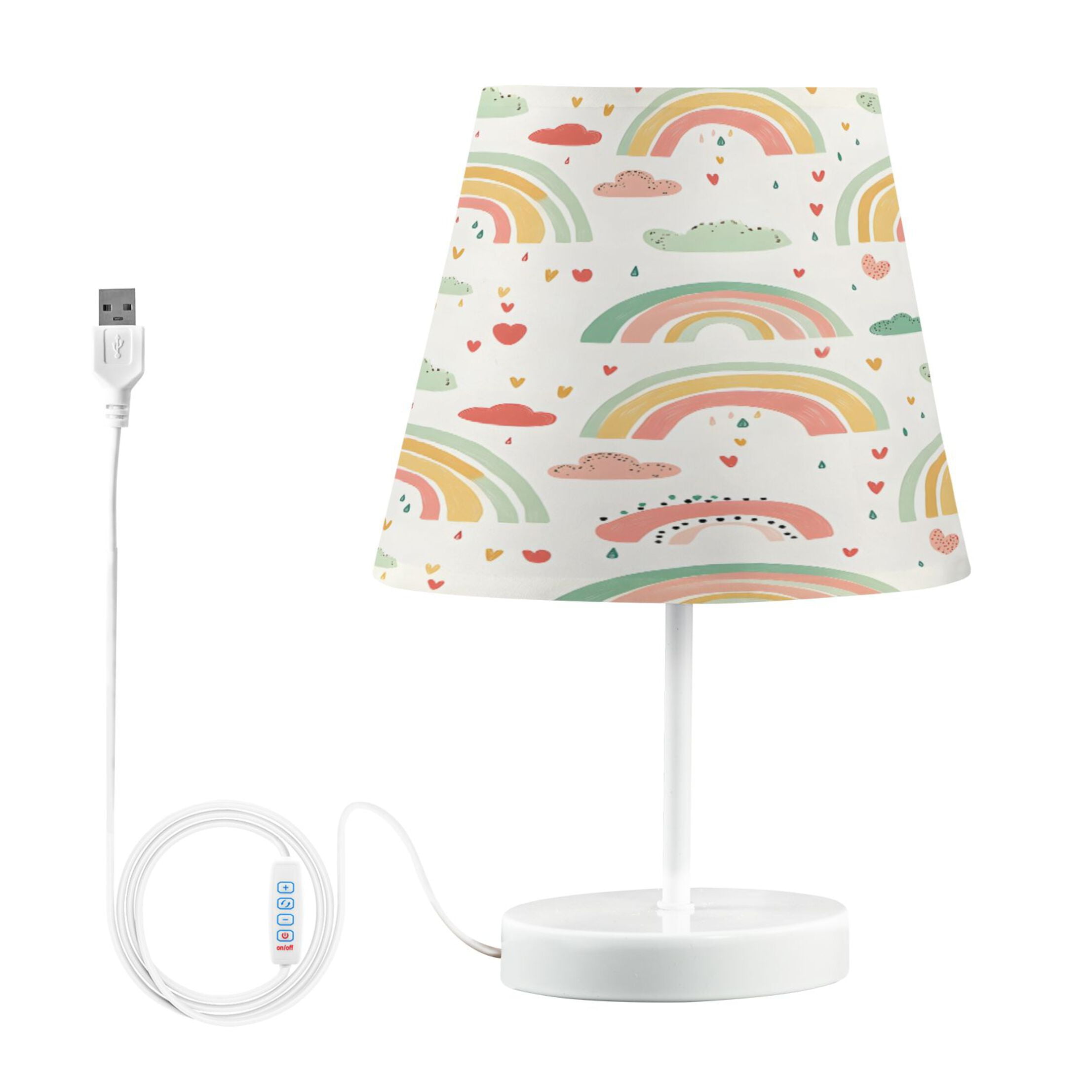 Ryvnso LED Bedside Table Lamp Rainbow Cartoon Clouds Bedroom Desk Lamps Nightstand Lampshade M