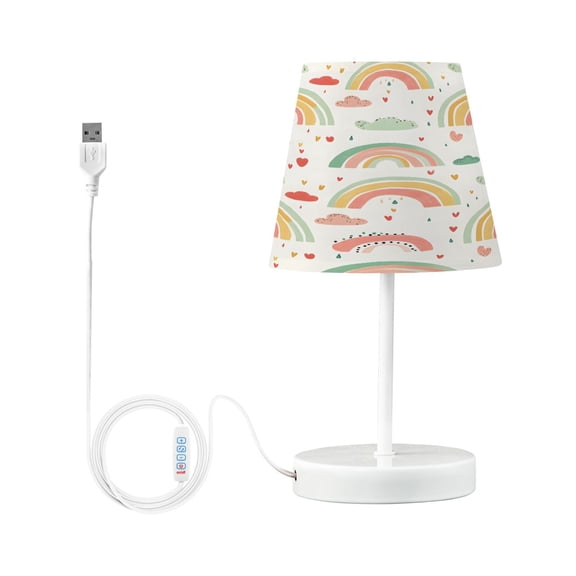 Ryvnso LED Bedside Table Lamp Rainbow Cartoon Clouds Bedroom Desk Lamps Nightstand Lampshade S