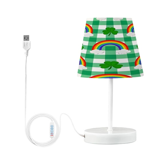 Ryvnso LED Bedside Table Lamp Rainbow on Checkered Bedroom Desk Lamps Nightstand Lampshade S