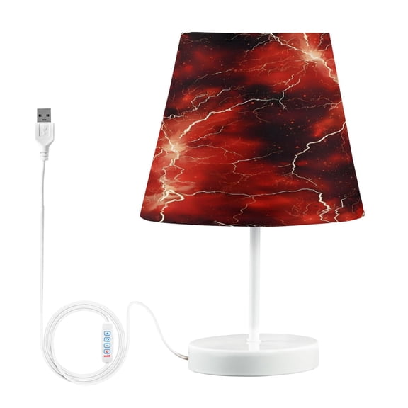 Ryvnso LED Bedside Table Lamp Red Lightning Bedroom Desk Lamps Nightstand Lampshade M