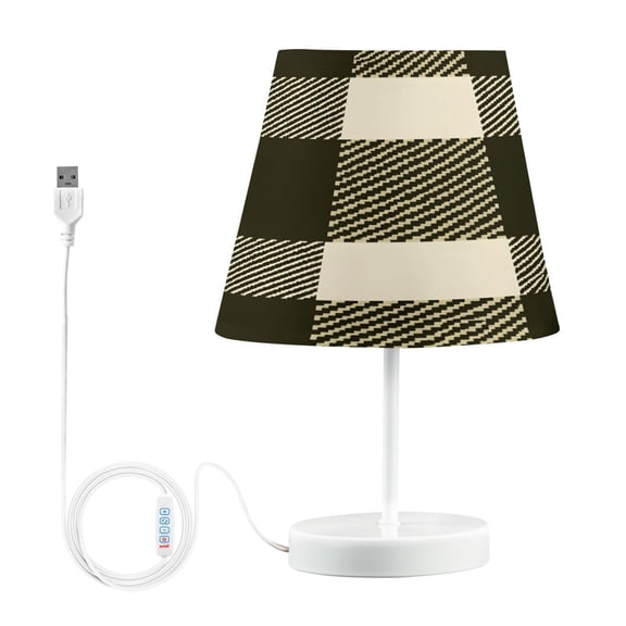 Ryvnso LED Bedside Table Lamp Retro Checkered-z2 Bedroom Desk Lamps Nightstand Lampshade M