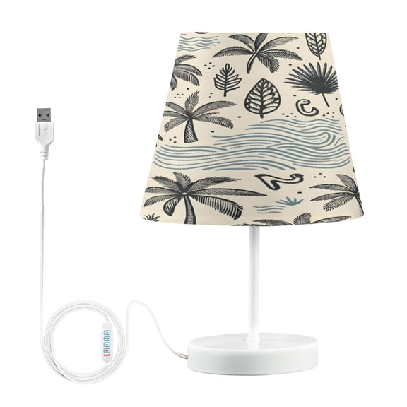 Ryvnso LED Bedside Table Lamp Retro Coconut Tree Bedroom Desk Lamps Nightstand Lampshade M
